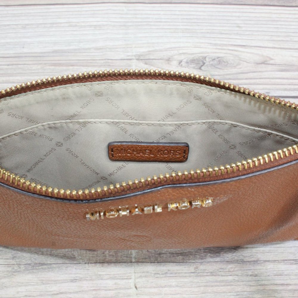 Michael Kors Bedford Brown Leather Purse Wristlet Clutch Wallet - Picture 7 of 9